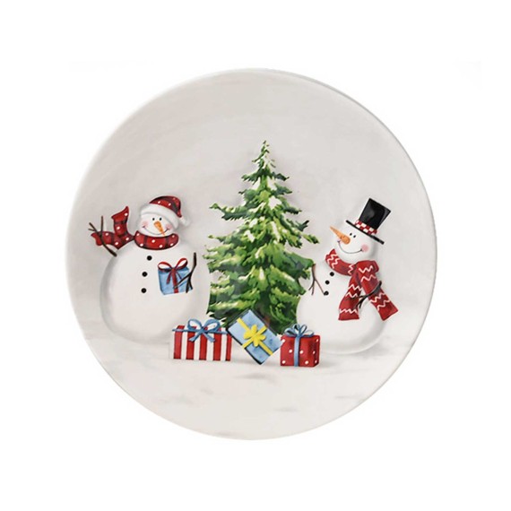 Ceramic and glass contanier XIMI 6942156222148 CHRISTMAS COUNTRY SNOWMAN SERIES ROUND PLATE (22148)