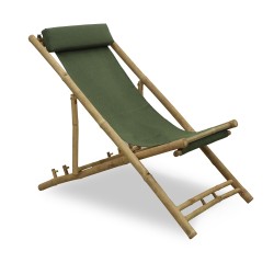 Garden chair KOOPMAN BEACH CHAIR BAMBOO GREEN FABRI (VM4000060)