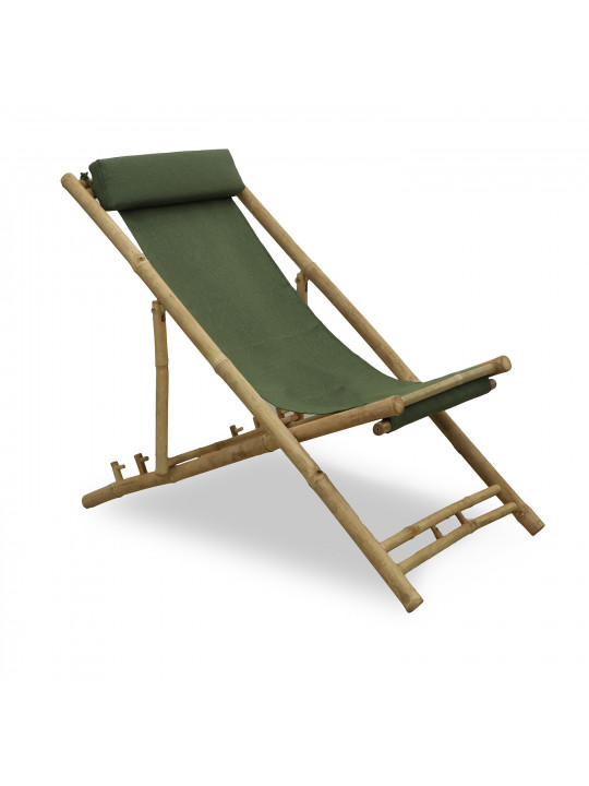 Այգու աթոռ KOOPMAN BEACH CHAIR BAMBOO GREEN FABRI (VM4000060)