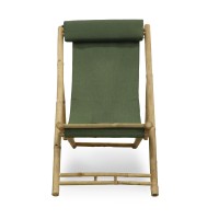 Garden chair KOOPMAN BEACH CHAIR BAMBOO GREEN FABRI (VM4000060)