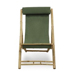 Garden chair KOOPMAN BEACH CHAIR BAMBOO GREEN FABRI (VM4000060)
