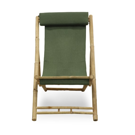 Garden chair KOOPMAN BEACH CHAIR BAMBOO GREEN FABRI (VM4000060)