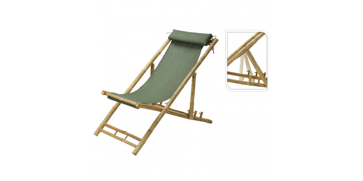 Այգու աթոռ KOOPMAN BEACH CHAIR BAMBOO GREEN FABRI (VM4000060)