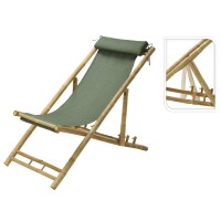 Garden chair KOOPMAN BEACH CHAIR BAMBOO GREEN FABRI (VM4000060)