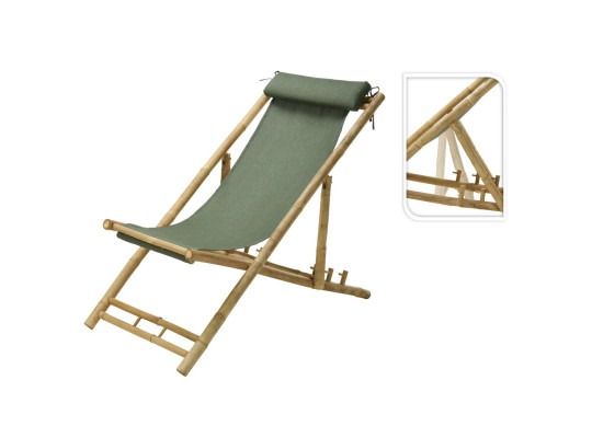 Այգու աթոռ KOOPMAN BEACH CHAIR BAMBOO GREEN FABRI (VM4000060)
