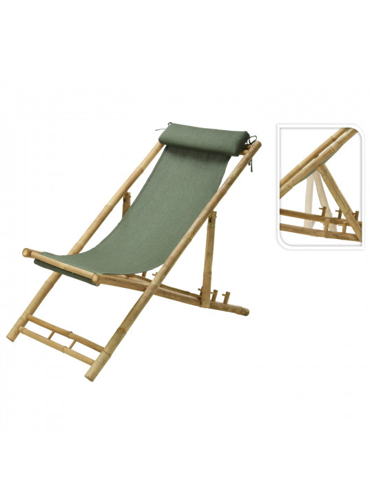 Այգու աթոռ KOOPMAN BEACH CHAIR BAMBOO GREEN FABRI (VM4000060)
