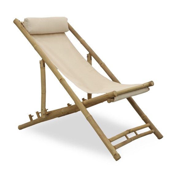 Garden chair KOOPMAN BEACH CHAIR BAMBOO OFF WHITE (VM4000030)