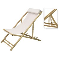 Garden chair KOOPMAN BEACH CHAIR BAMBOO OFF WHITE (VM4000030)
