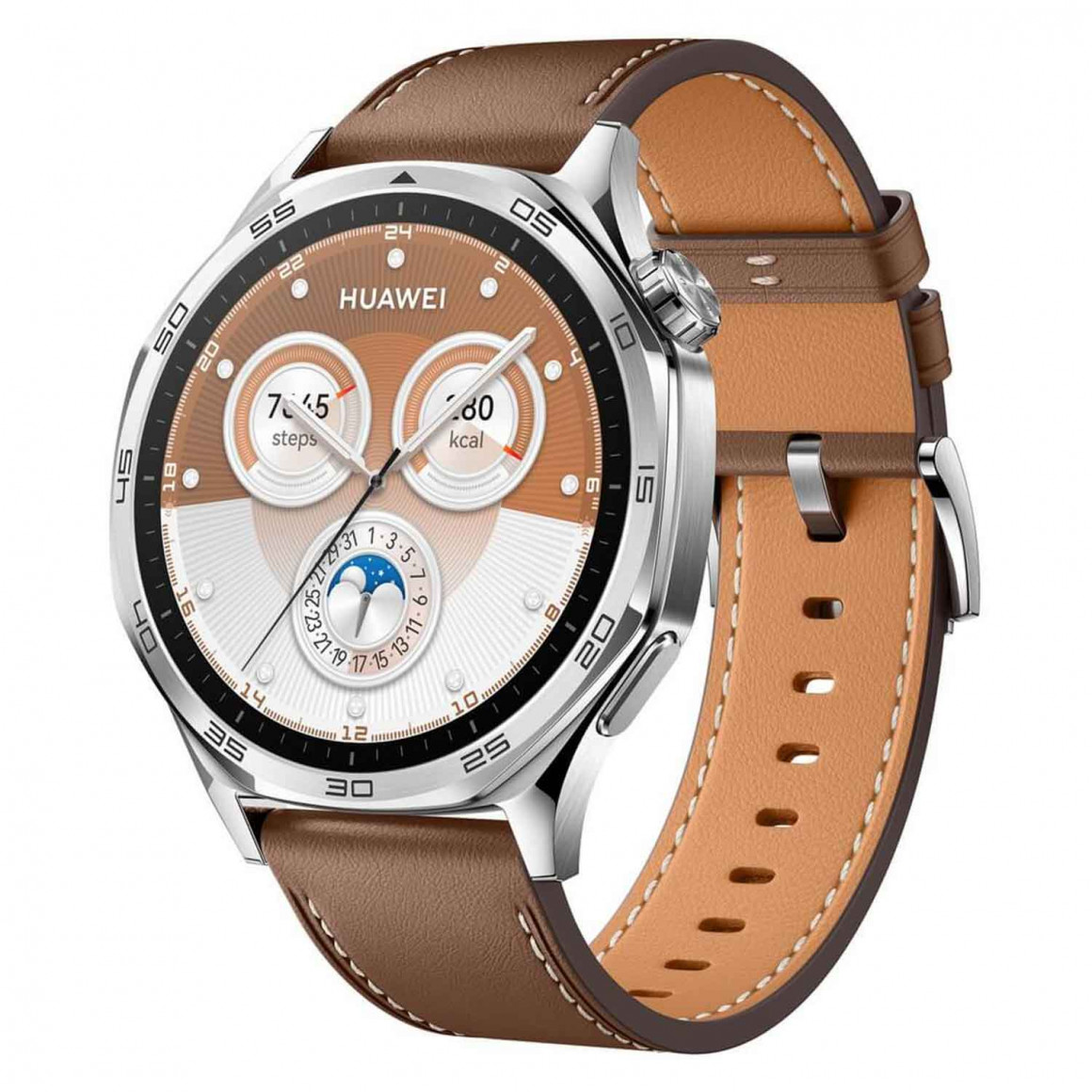 Смарт-часы HUAWEI WATCH GT5 46mm Vili-B19L Brown Composite Leather Strap (Silver) (55020DGK)