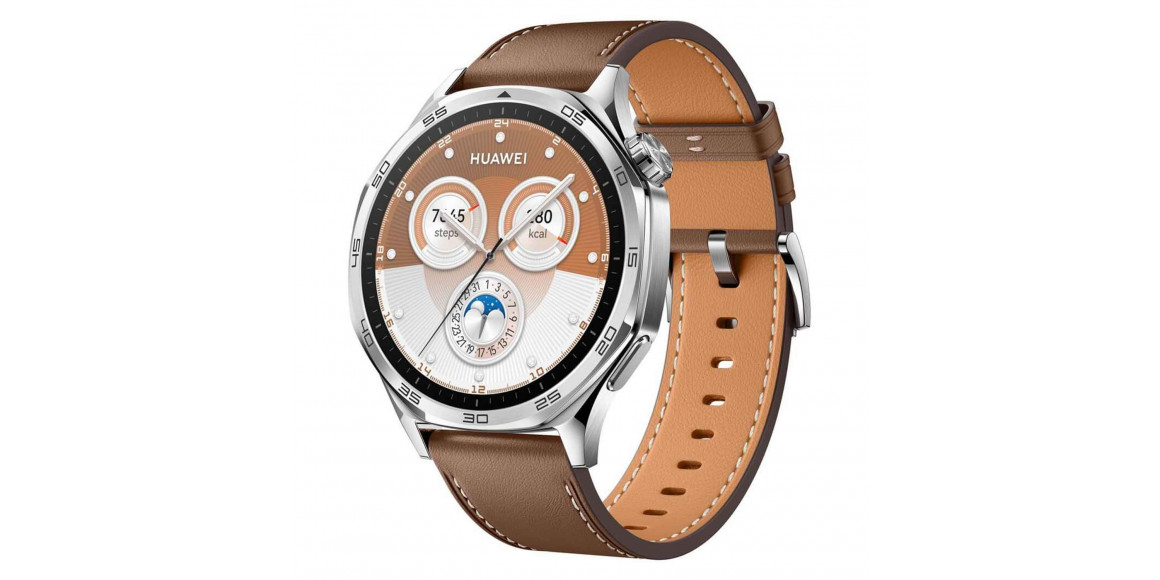 Смарт-часы HUAWEI WATCH GT5 46mm Vili-B19L Brown Composite Leather Strap (Silver) (55020DGK)