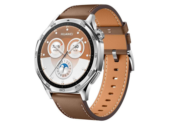 Смарт-часы HUAWEI WATCH GT5 46mm Vili-B19L Brown Composite Leather Strap (Silver) (55020DGK)
