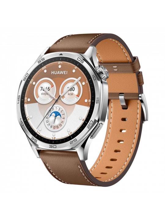 Смарт-часы HUAWEI WATCH GT5 46mm Vili-B19L Brown Composite Leather Strap (Silver) (55020DGK)