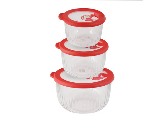 Пищевые контайнеры LIMON 222200 GLASS W/LID SET 3PC(907490) 