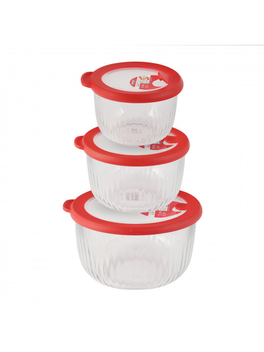 Пищевые контайнеры LIMON 222200 GLASS W/LID SET 3PC(907490) 