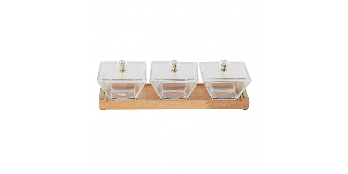 Food storage LIMON 224259 SNACK SERVING 3 SECTION W/WOODEN BASE (908640) 
