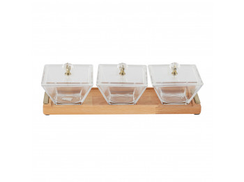Մթերքի տարաներ LIMON 224259 SNACK SERVING 3 SECTION W/WOODEN BASE (908640) 