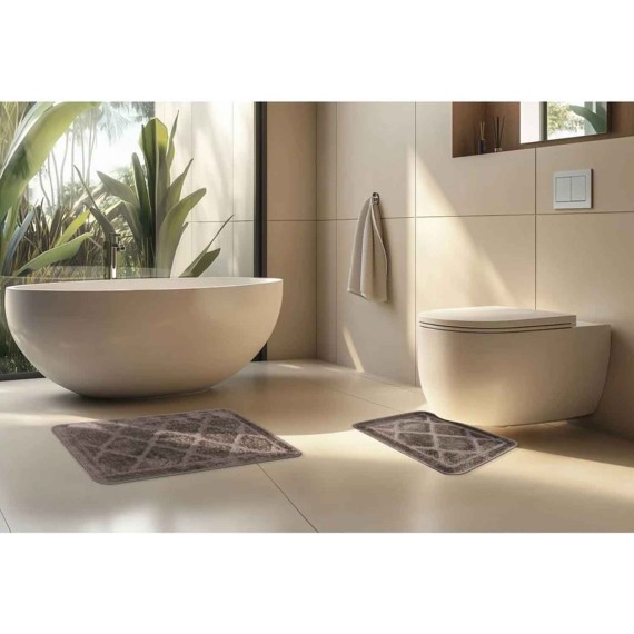 Mat LALEE BAR101 BARI BATH SET 2PC  50x120CM GREY-BROWN 