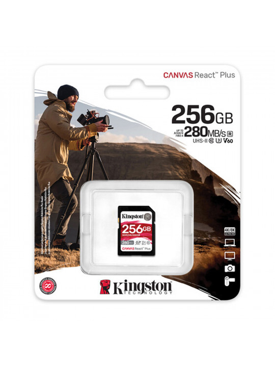 Հիշողության քարտ KINGSTON Canvas React Plus V60 SD 256GB (SDR2V6/256)