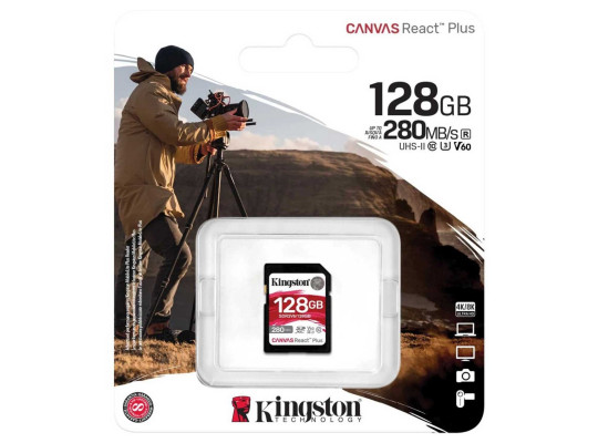 Հիշողության քարտ KINGSTON Canvas React Plus V60 SD 128GB (SDR2V6/128)