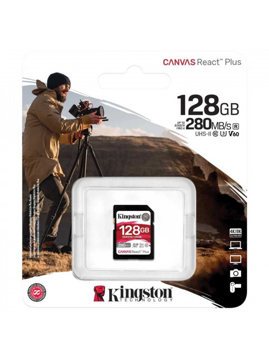 Հիշողության քարտ KINGSTON Canvas React Plus V60 SD 128GB (SDR2V6/128)