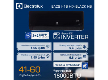 Кондиционер ELECTROLUX Onix Super DC EACS/I-18HIX-BLACK/N8 