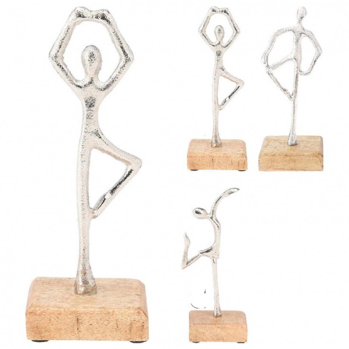 Decorate objects KOOPMAN STATUE 21CM 3ASS SILVER (049733) (A68120540)