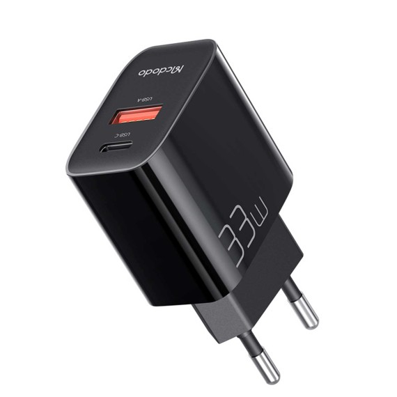 Հոսանքի ադապտոր MCDODO 33W 1C + 1A Digital Display Fast Charger (Black) (CH-0921)