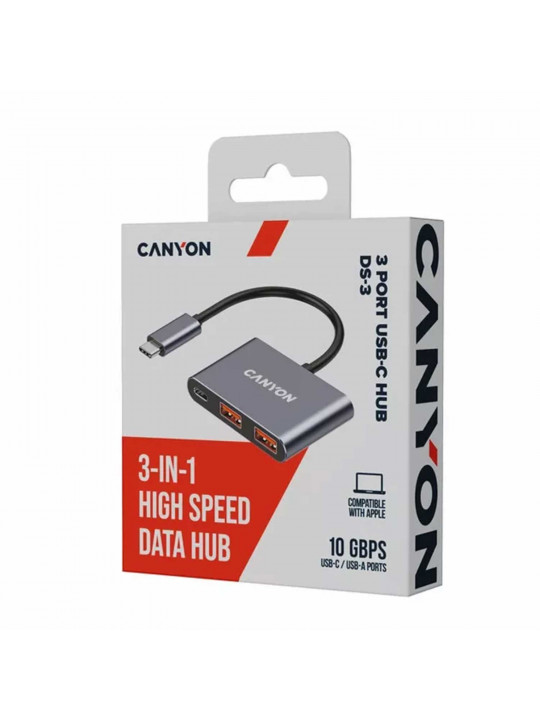 Usb-հանգույց CANYON DS-3 USB-C 3-in-1 (Dark Grey) (CNS-TDS3)