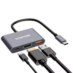 Usb-hub CANYON DS-4 USB-C 3-in-1 (Grey) (CNS-TDS4)