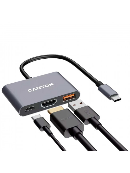 Usb-հանգույց CANYON DS-4 USB-C 3-in-1 (Grey) (CNS-TDS4)