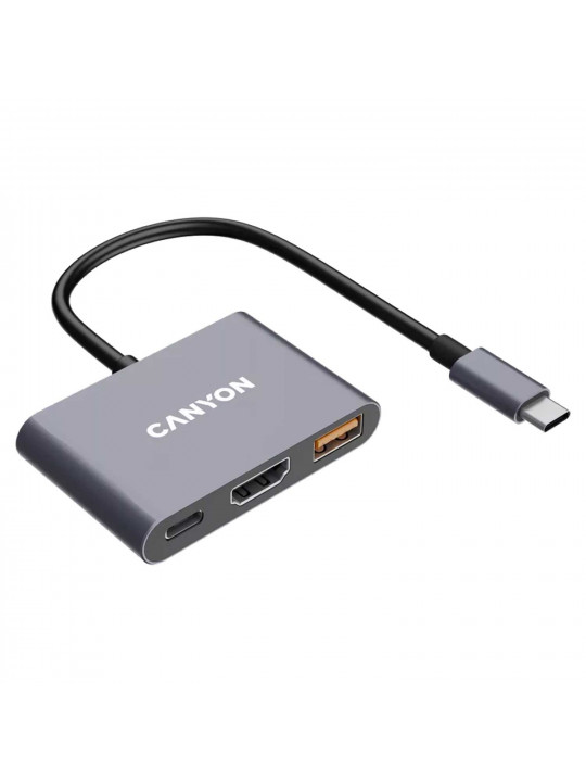 Usb-հանգույց CANYON DS-4 USB-C 3-in-1 (Grey) (CNS-TDS4)