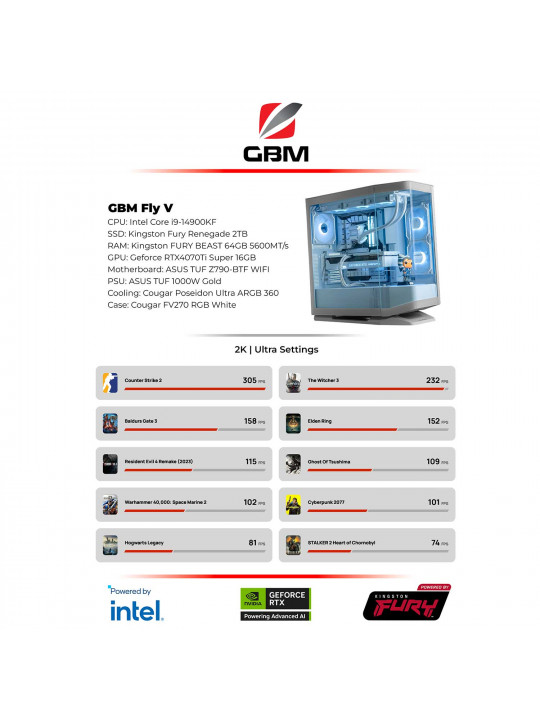 Компьютер GBM FLY V (i9-14th 64GB 2TB RTX4070Ti) 