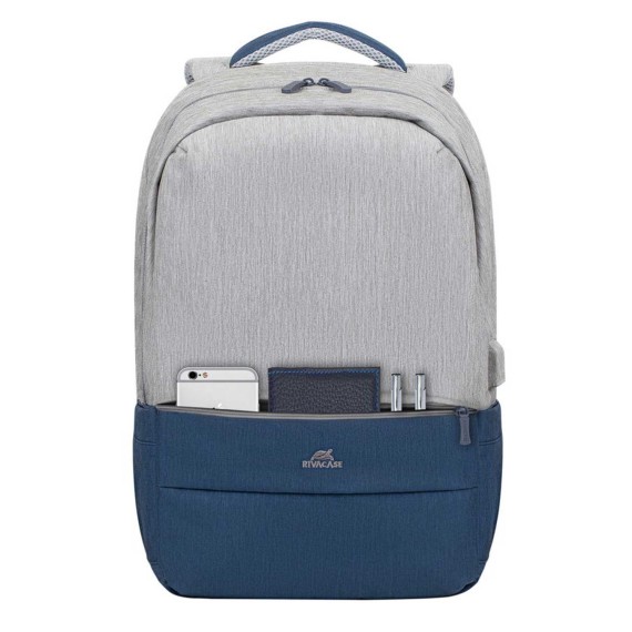 Պայուսակներ դյուրակիր համակարգչի RIVACASE 7567 Grey/Dark Blue anti-theft backpack 17.3 