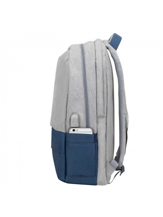 Bag for notebook RIVACASE 7567 Grey/Dark Blue anti-theft backpack 17.3 