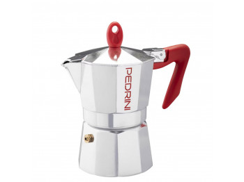Սրճեփ PEDRINI 9083-0 POLISHED ALU. RED HANDLE 3 CUPS 