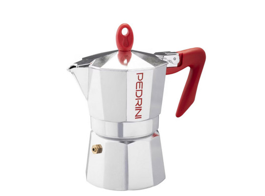 Սրճեփ PEDRINI 9083-0 POLISHED ALU. RED HANDLE 3 CUPS 