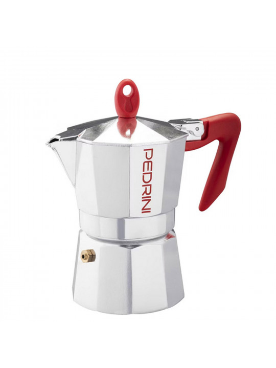 Սրճեփ PEDRINI 9083-0 POLISHED ALU. RED HANDLE 3 CUPS 