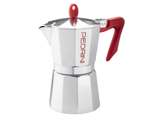 Սրճեփ PEDRINI 9084-0 POLISHED ALU. RED HANDLE 6 CUPS 