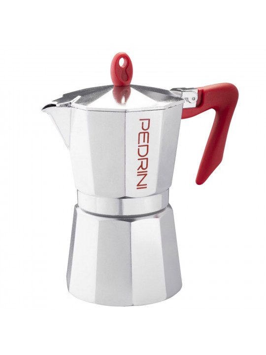 Սրճեփ PEDRINI 9084-0 POLISHED ALU. RED HANDLE 6 CUPS 