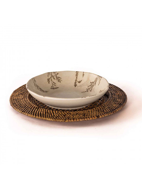 Սպասքի տակդիր TISECO 9594BR/DARK UNDERPLATE RATTAN ROUND 22-32CM 