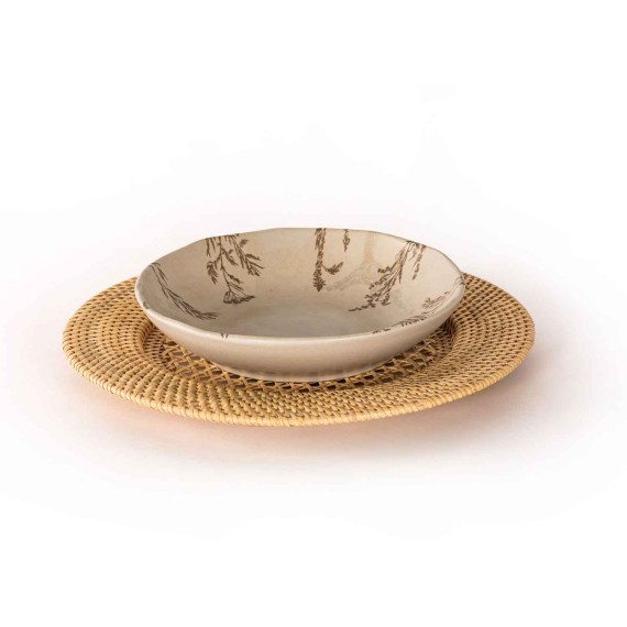 Сервировочная салфетка TISECO 9594WHITE UNDERPLATE RATTAN ROUND 22-32CM 