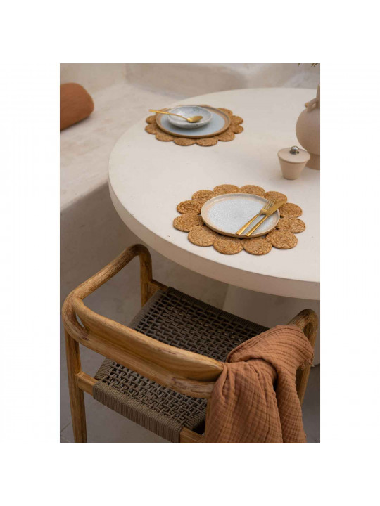 Սպասքի տակդիր TISECO 9628 JUT NATURAL ROUND FLORAL 37CM 