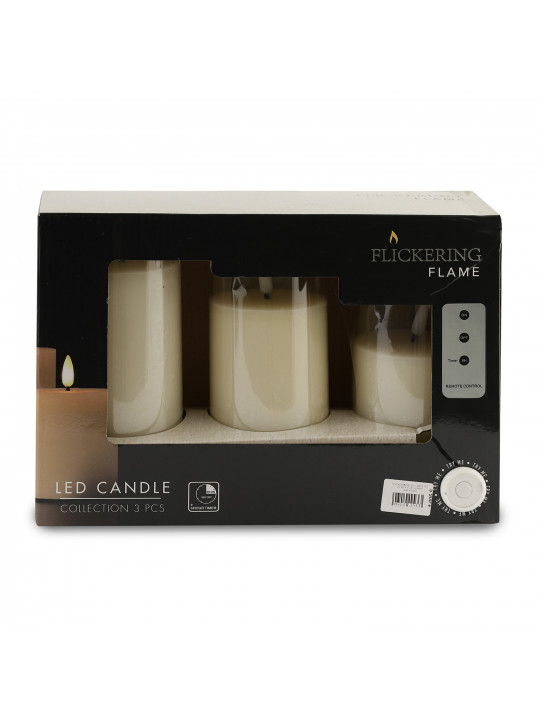 Մոմ KOOPMAN LED CANDLE SET OF 3PCS IVORY (175531) (AWL100230)