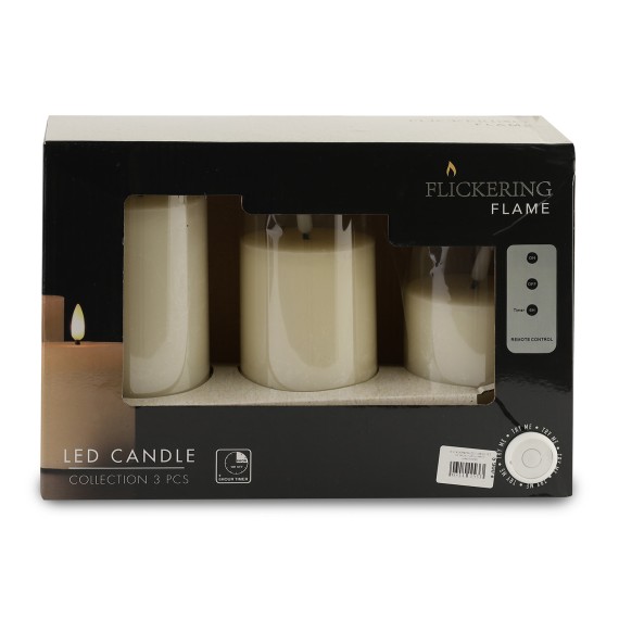 Մոմ KOOPMAN LED CANDLE SET OF 3PCS IVORY (175531) (AWL100230)