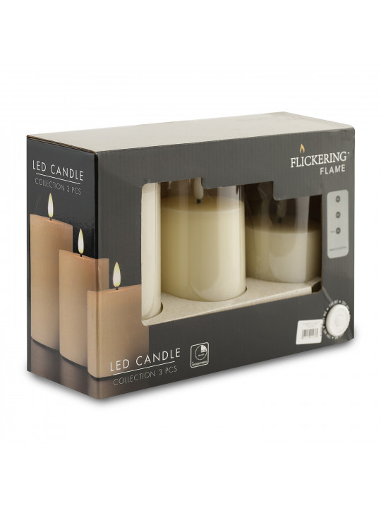 Մոմ KOOPMAN LED CANDLE SET OF 3PCS IVORY (175531) (AWL100230)