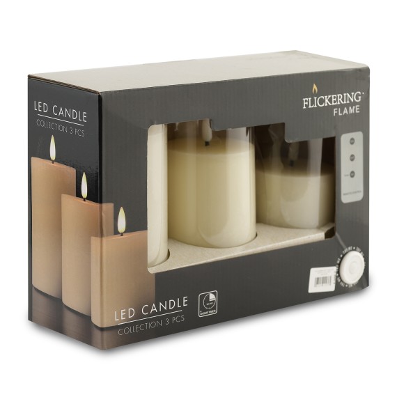 Մոմ KOOPMAN LED CANDLE SET OF 3PCS IVORY (175531) (AWL100230)