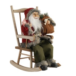 Ամանորյա դեկորատիվ առարկաներ KOOPMAN SANTA 45CM BROWN ROCKING CHAIR (627542) (ASK007120)