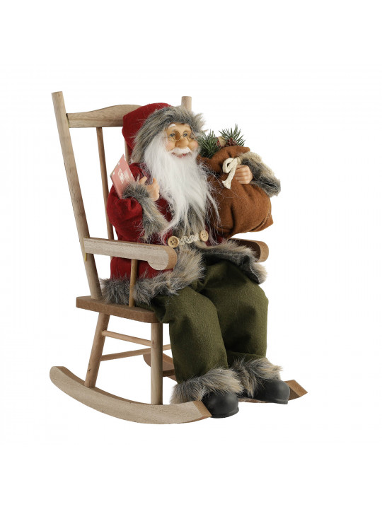 Ամանորյա դեկորատիվ առարկաներ KOOPMAN SANTA 45CM BROWN ROCKING CHAIR (627542) (ASK007120)