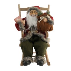 Ամանորյա դեկորատիվ առարկաներ KOOPMAN SANTA 45CM BROWN ROCKING CHAIR (627542) (ASK007120)