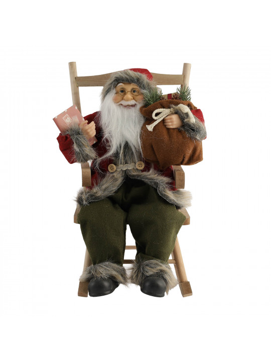 Ամանորյա դեկորատիվ առարկաներ KOOPMAN SANTA 45CM BROWN ROCKING CHAIR (627542) (ASK007120)